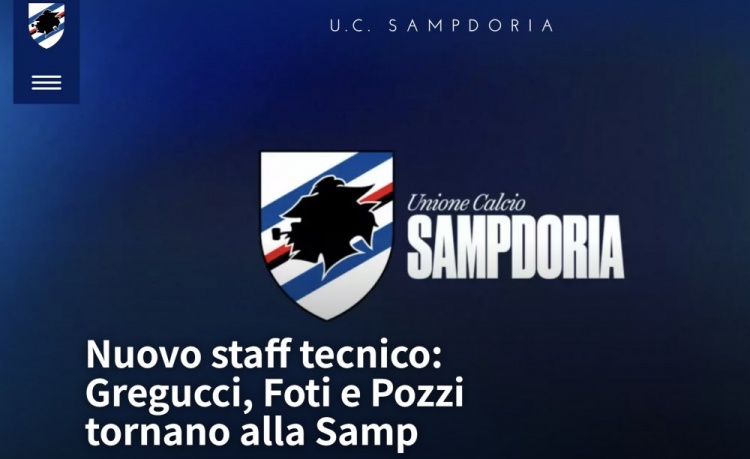 桑普多利亚, 直播吧, 新主帅上任 桑普多利亚, 直播吧, 新主帅上任